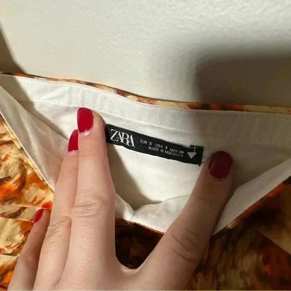 NWOT Zara Geometric Floral Print Cotton Cropped  Top S - Picture 5 of 8